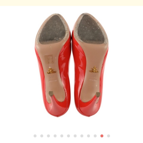 Prada Red Peep Toe Pumps Size EU 39.5 - Picture 10 of 16